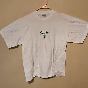Clarks White Short Sleeve Tee with Green Logo